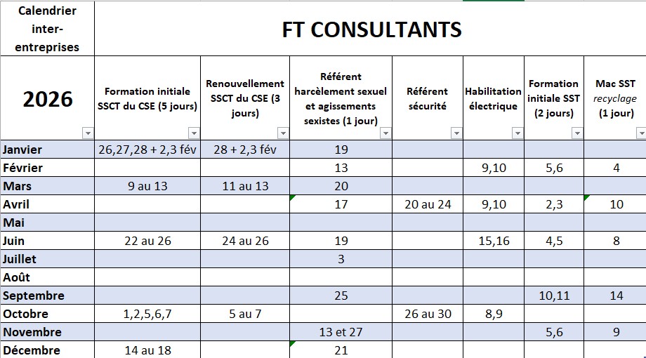 Calendrier des inters 2026